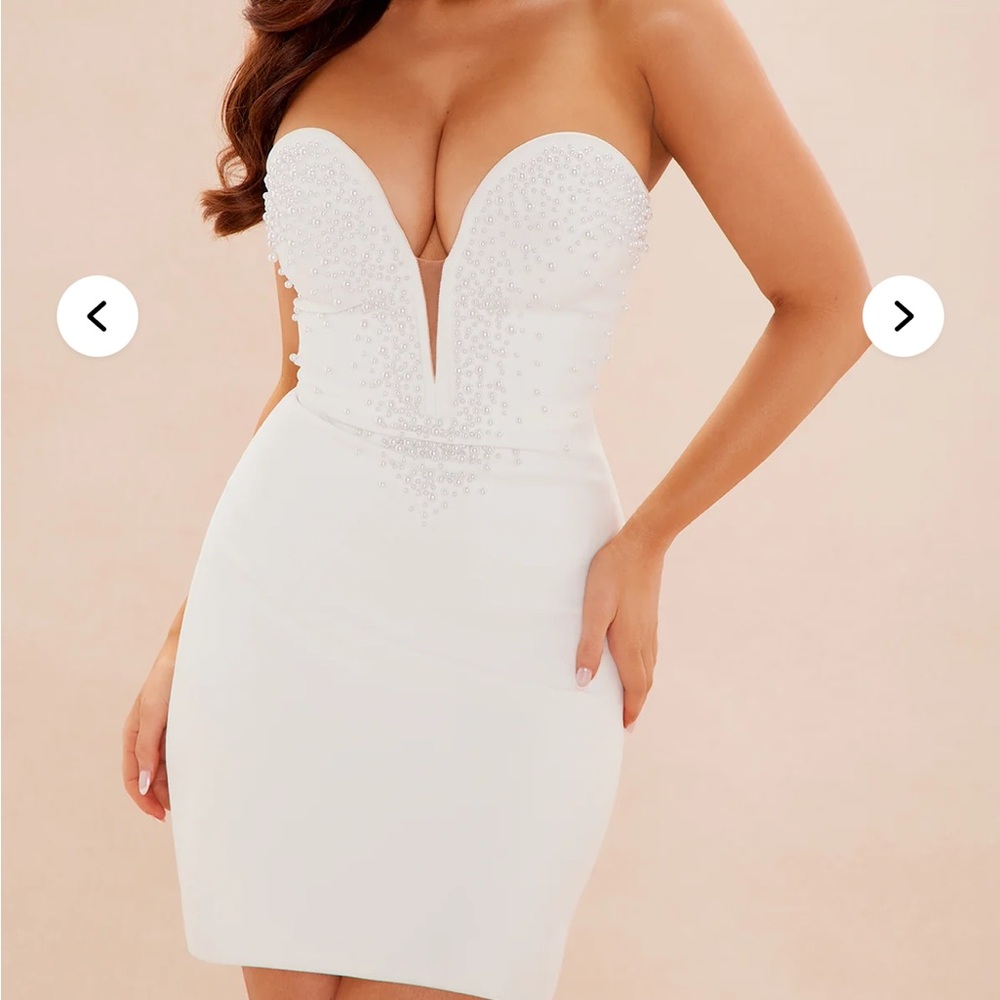 Fashion Nova Strapless White Dress